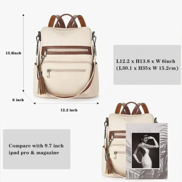 NWT Womens Backpack Purse Vegan Leather Large Travel Backpack - Picture 7 of 7